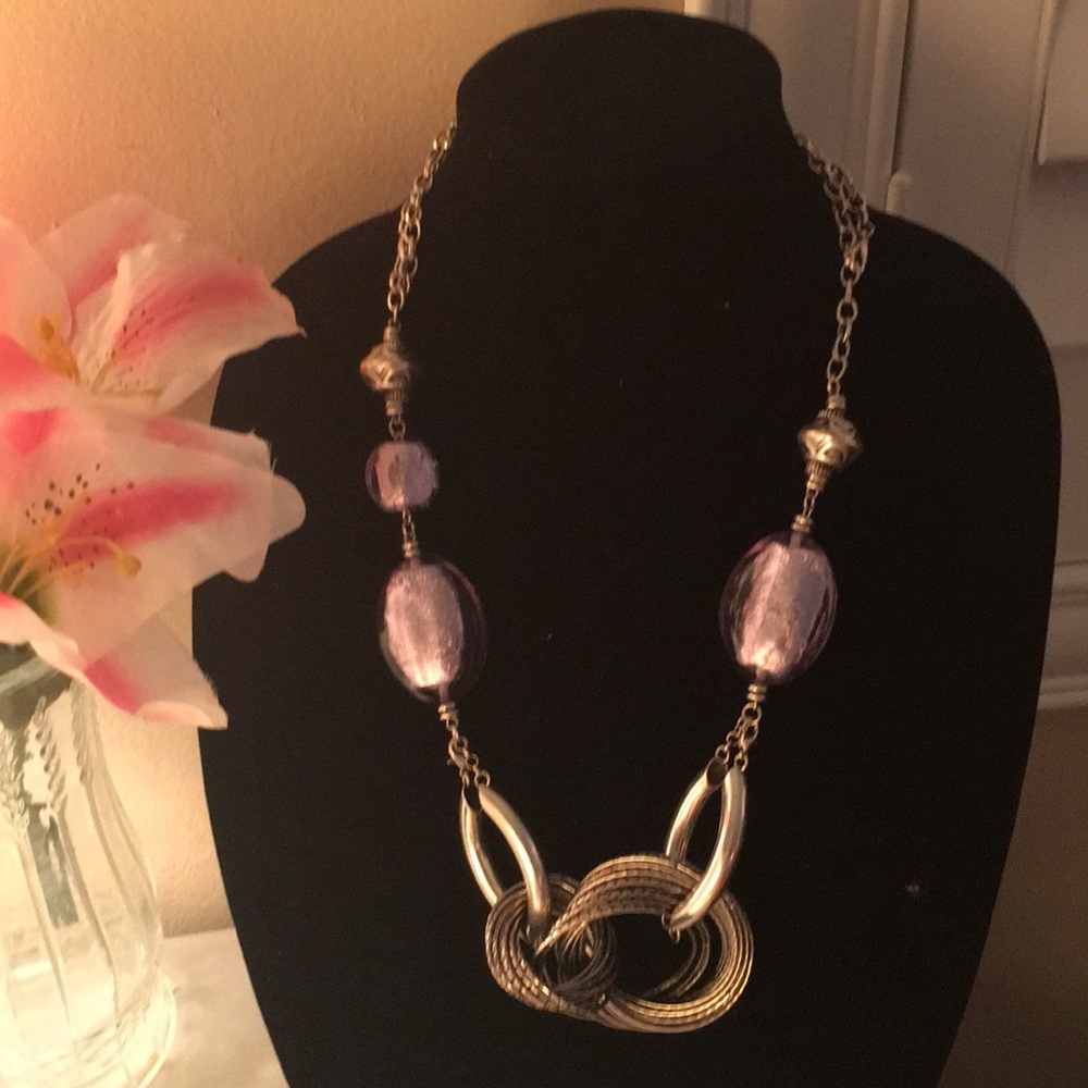 Beautiful silver and blue glass necklace!